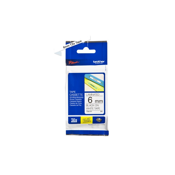 BROTHER NASTRO LAMINATO DA 6 MM (8 M) NERO/BIANCO