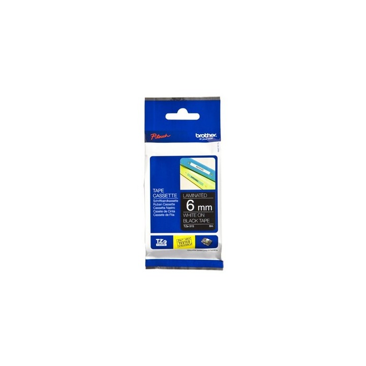 BROTHER NASTRO LAMINATO DA 6 MM (8 M) BIANCO/NERO