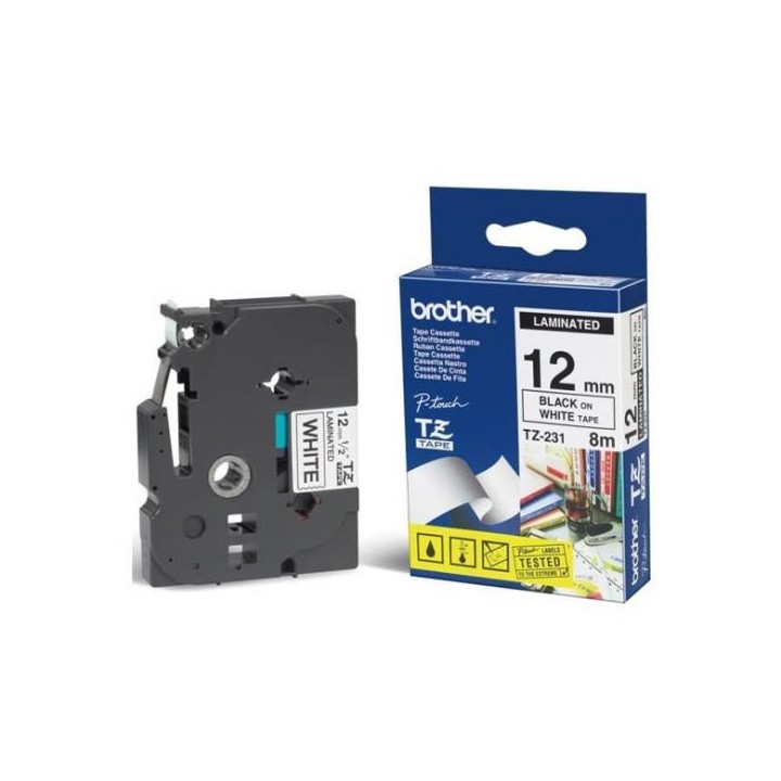 BROTHER NASTRO LAMINATO DA 12 MM (8M) NERO/BIANCO